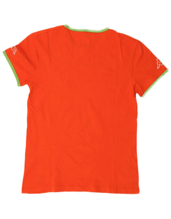 Kappa Womens Graphic T-Shirt Top UK 12 Medium Orange Cotton