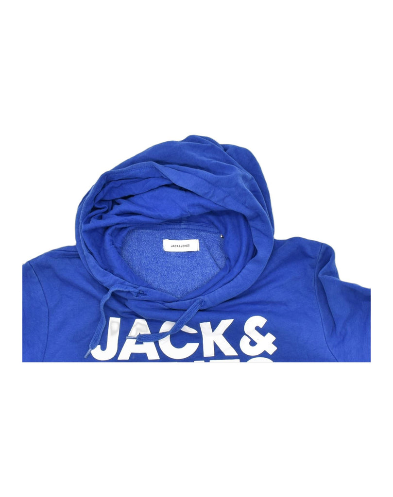 JACK & JONES Mens Graphic Hoodie Jumper Medium Blue Cotton Sports | Vintage | Thrift | Second-Hand | Used Clothing | Messina Hembry 