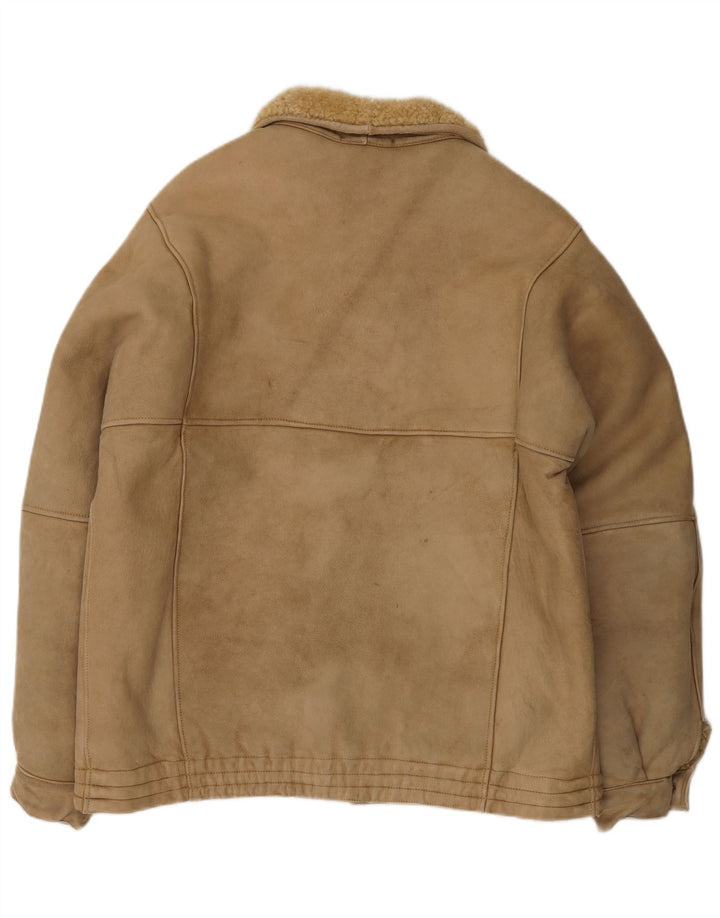 Vintage Mens Shearling Jacket UK 38 Medium Brown