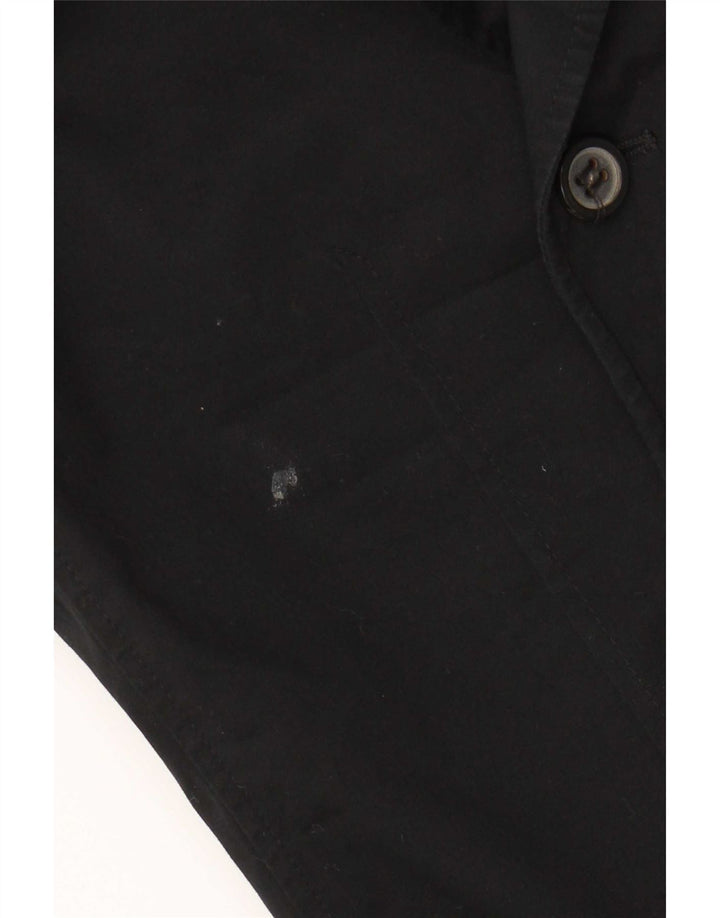 Zara Mens Double Breasted Blazer Jacket EU 50 Medium Black Cotton