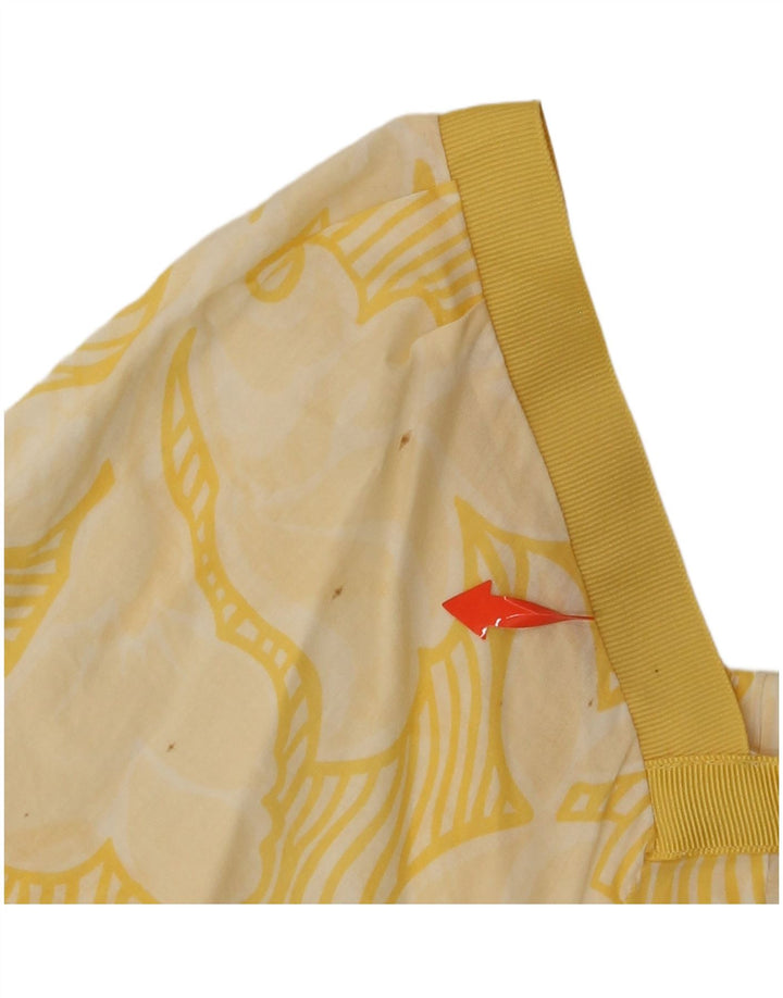 MOSSIMO Womens Crop Blouse Top UK 16 Large Yellow Floral Cotton