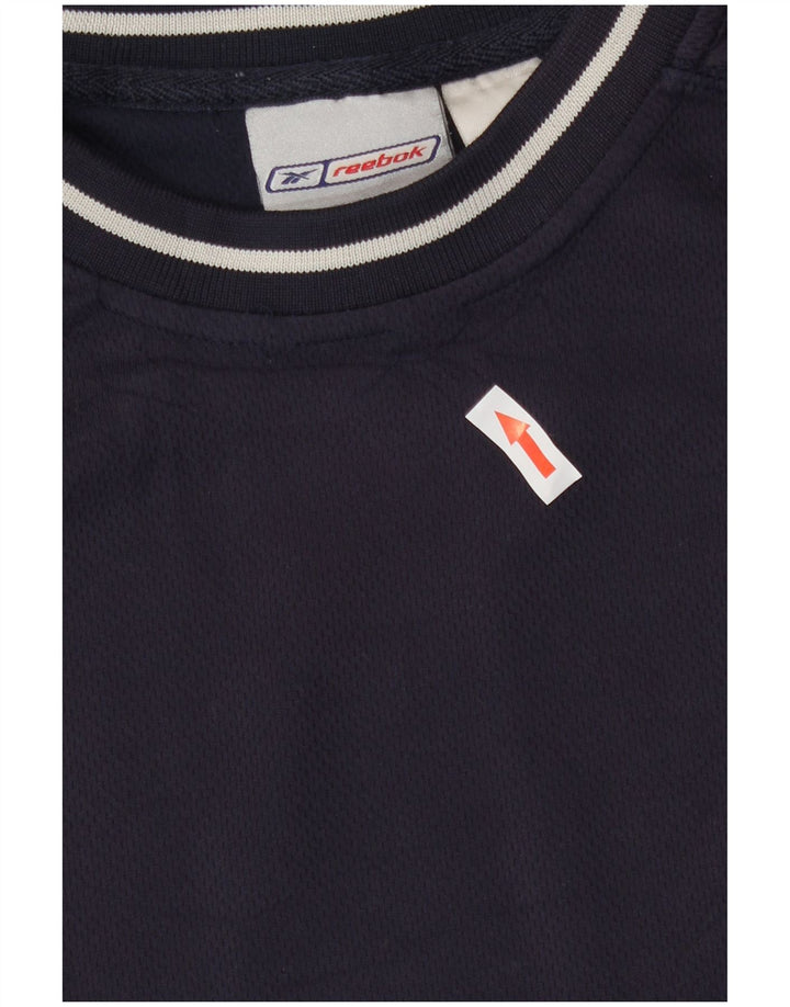 Reebok Mens T-Shirt Top Large Navy Blue Polyester