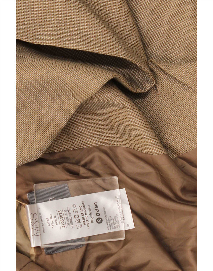 Marks & Spencer Mens 2 Button Blazer Jacket UK 46 XL Beige Polyester