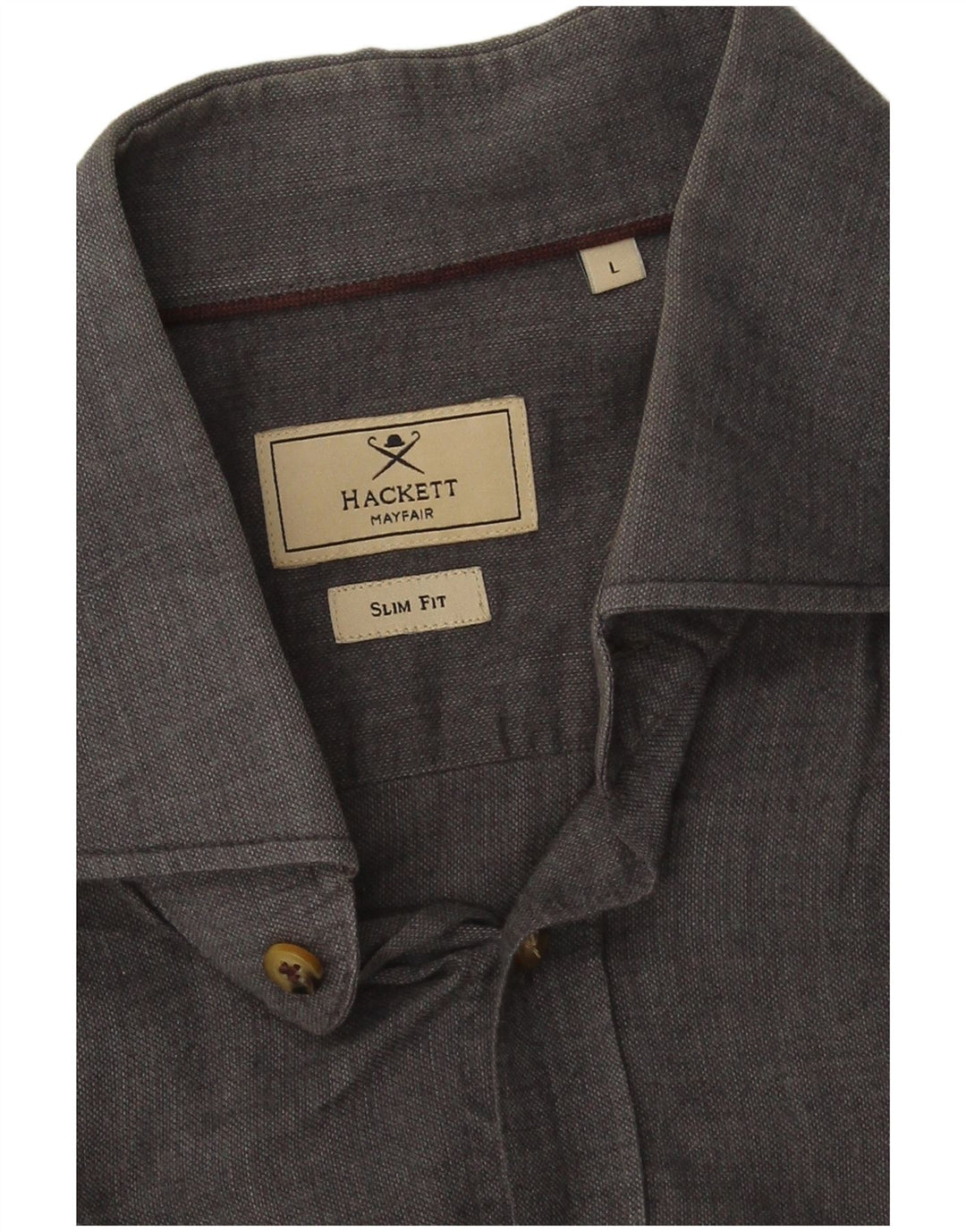 Hackett Mens Slim Fit Shirt Large Grey Cotton
