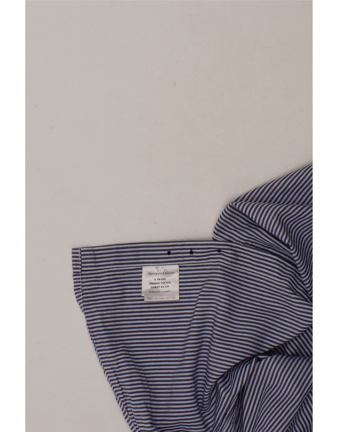 HARMONT & BLAINE Boys Shirt 7-8 Years Navy Blue Striped Cotton Vintage Harmont & Blaine and Second-Hand Harmont & Blaine from Messina Hembry 