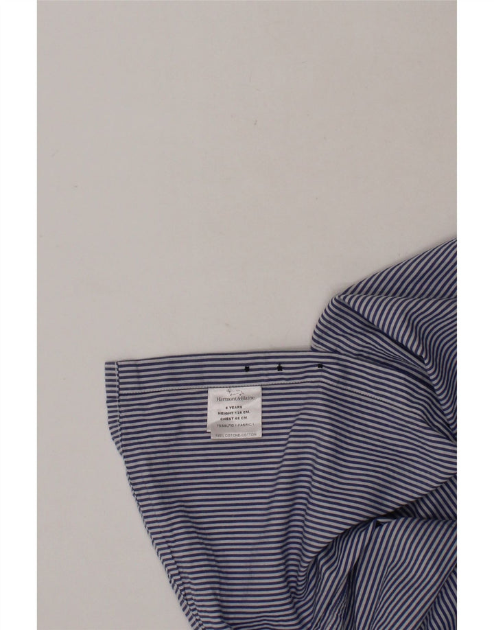 HARMONT & BLAINE Boys Shirt 7-8 Years Navy Blue Striped Cotton Vintage Harmont & Blaine and Second-Hand Harmont & Blaine from Messina Hembry 