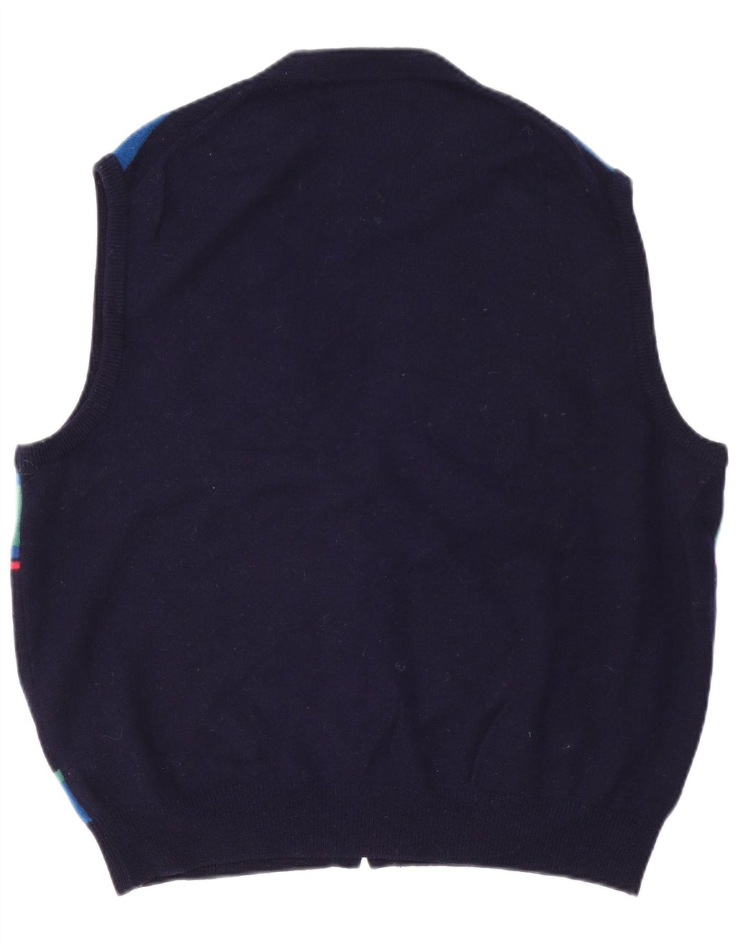 PRINGLE Mens Sleeveless Cardigan Sweater XL Navy Blue Colourblock New Wool