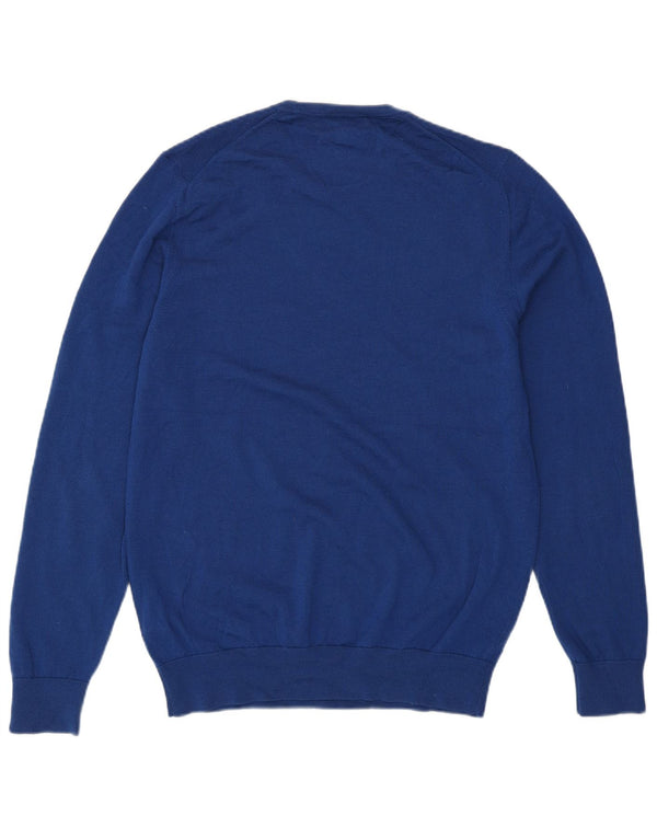 Marks & Spencer Mens Crew Neck Jumper Sweater Medium Blue Merino Wool