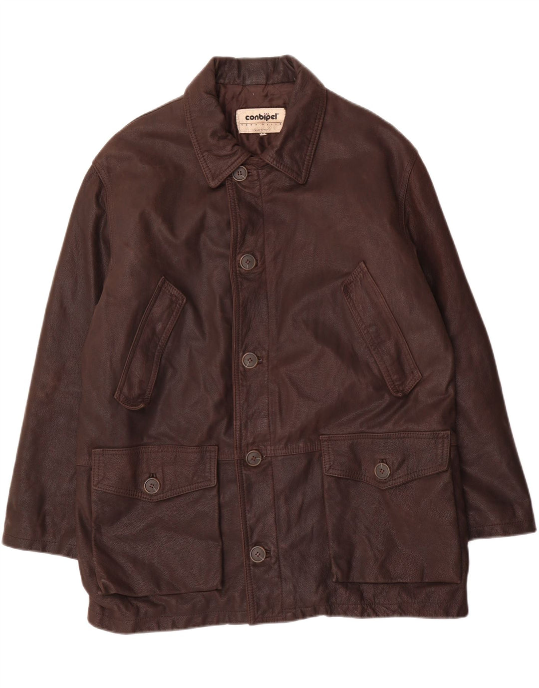 CONBIPEL Mens Leather Jacket UK 42 XL Brown Leather