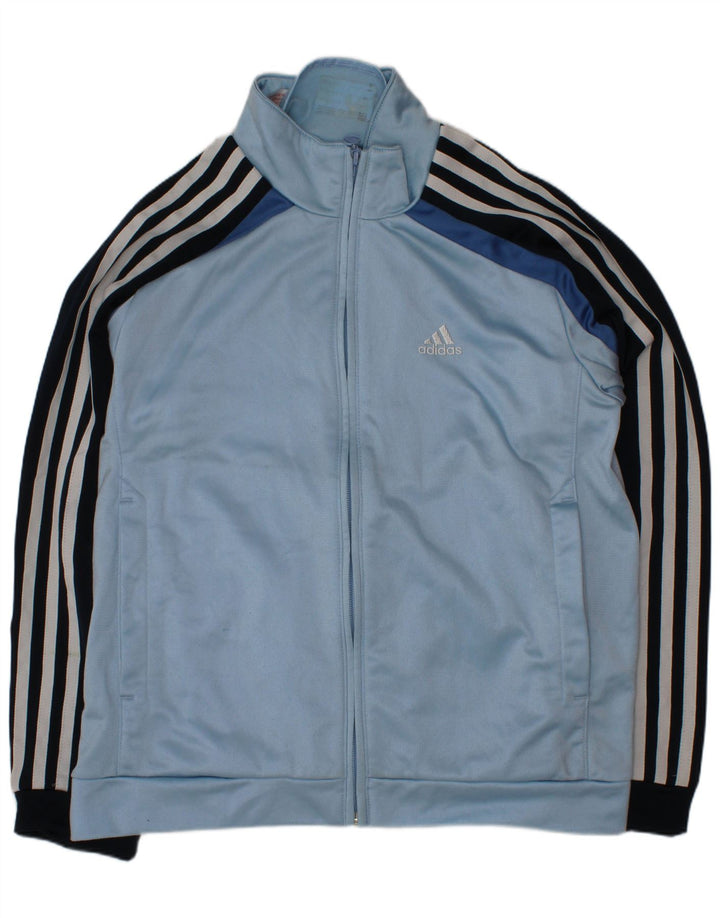 ADIDAS Boys Tracksuit Top Jacket 11-12 Years Blue Colourblock Polyester