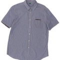 Benetton Mens Short Sleeve Shirt Medium Blue Check