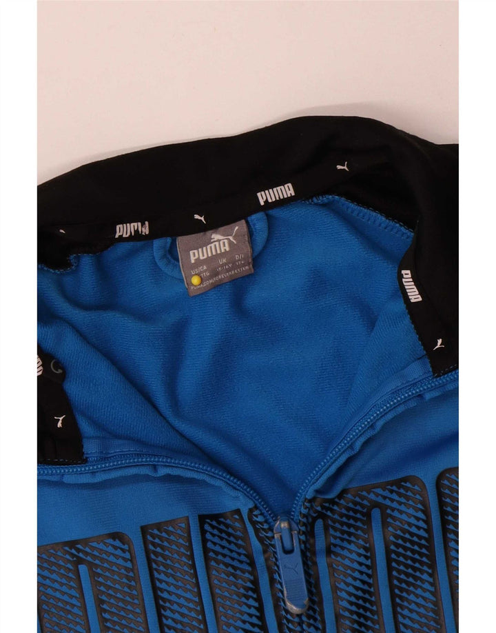 Puma Boys Graphic Tracksuit Top Jacket 15-16 Years Blue Colourblock