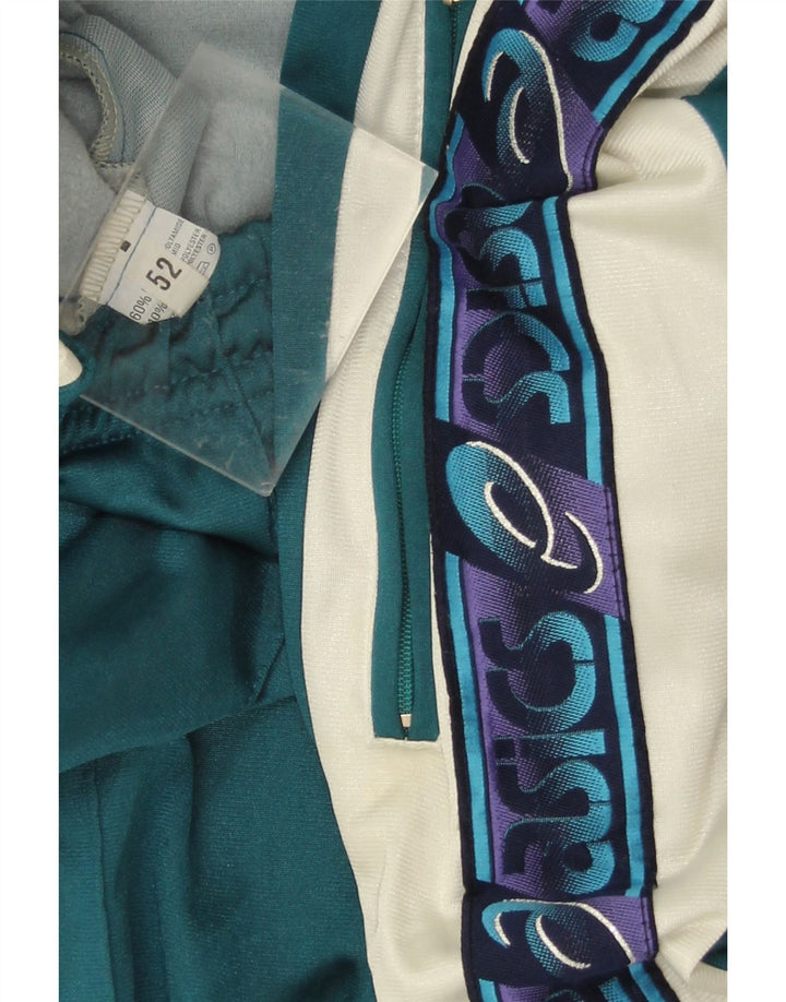 Asics Mens Graphic Tracksuit Trousers IT 52 Large Green Colourblock