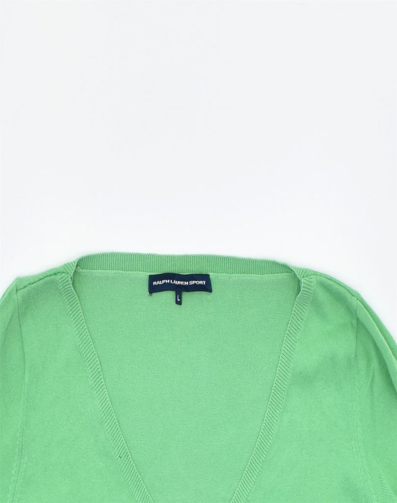 RALPH LAUREN Womens V-Neck Jumper Sweater UK 16 Large Green Cotton | Vintage | Thrift | Second-Hand | Used Clothing | Messina Hembry 