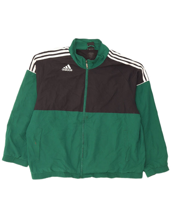 ADIDAS Mens Tracksuit Top Jacket UK 46/48 XL Green Colourblock Polyester