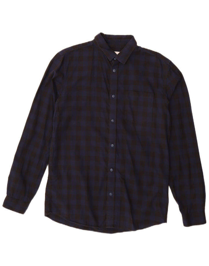 JACK & JONES Mens Slim Fit Shirt Large Black Gingham Cotton