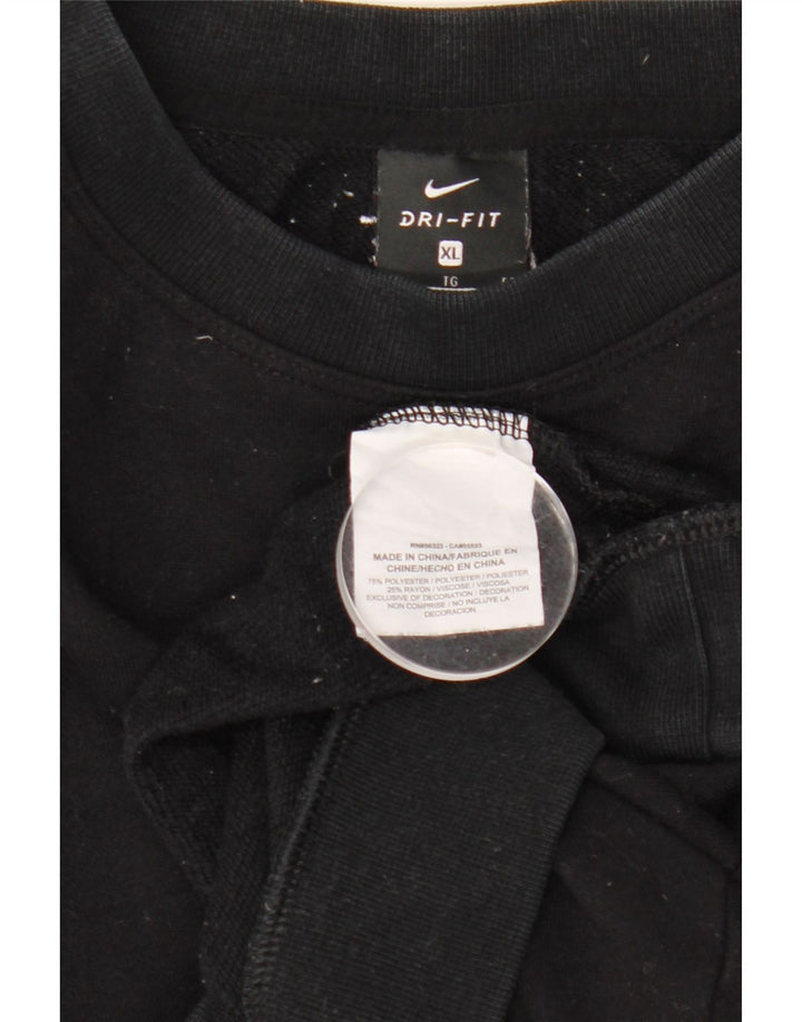 Nike Womens Crop Oversized Sweatshirt Jumper UK 18 XL Black Polyester