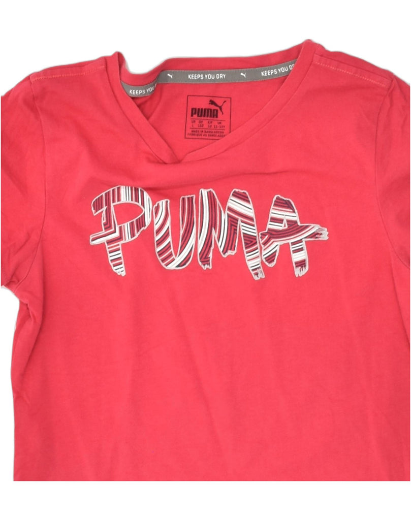 PUMA Girls Graphic T-Shirt Top 11-12 Years Large Pink Cotton | Vintage Puma | Thrift | Second-Hand Puma | Used Clothing | Messina Hembry 