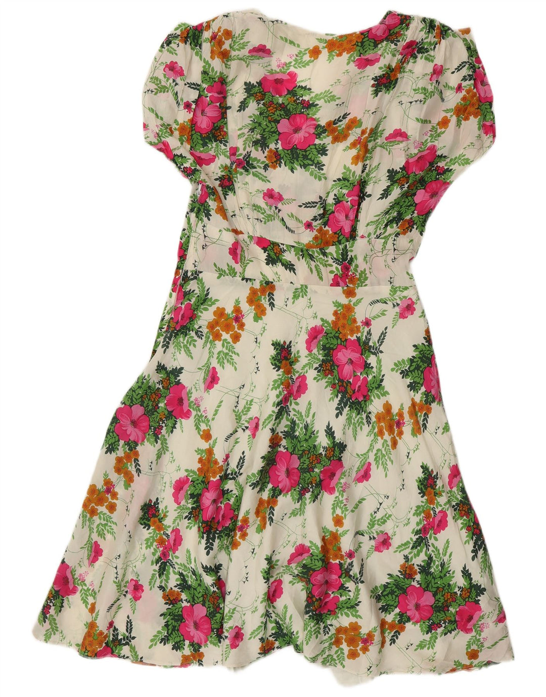 Vintage Womens Sundress UK 14 Medium Beige Floral
