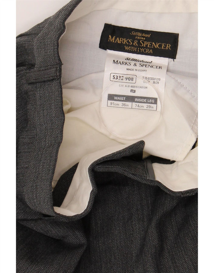MARKS & SPENCER Mens Straight Chino Trousers W36 L29 Grey Polyester