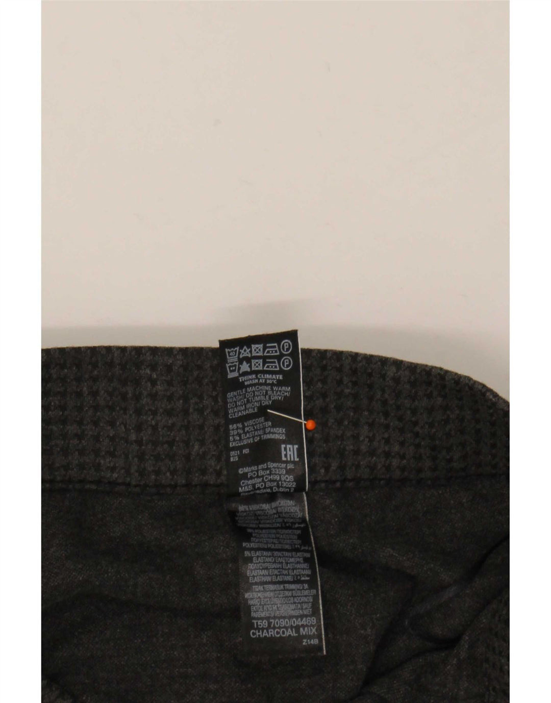 Marks & Spencer Womens Slim Trousers UK 16 Large W32 L27 Grey Houndstooth
