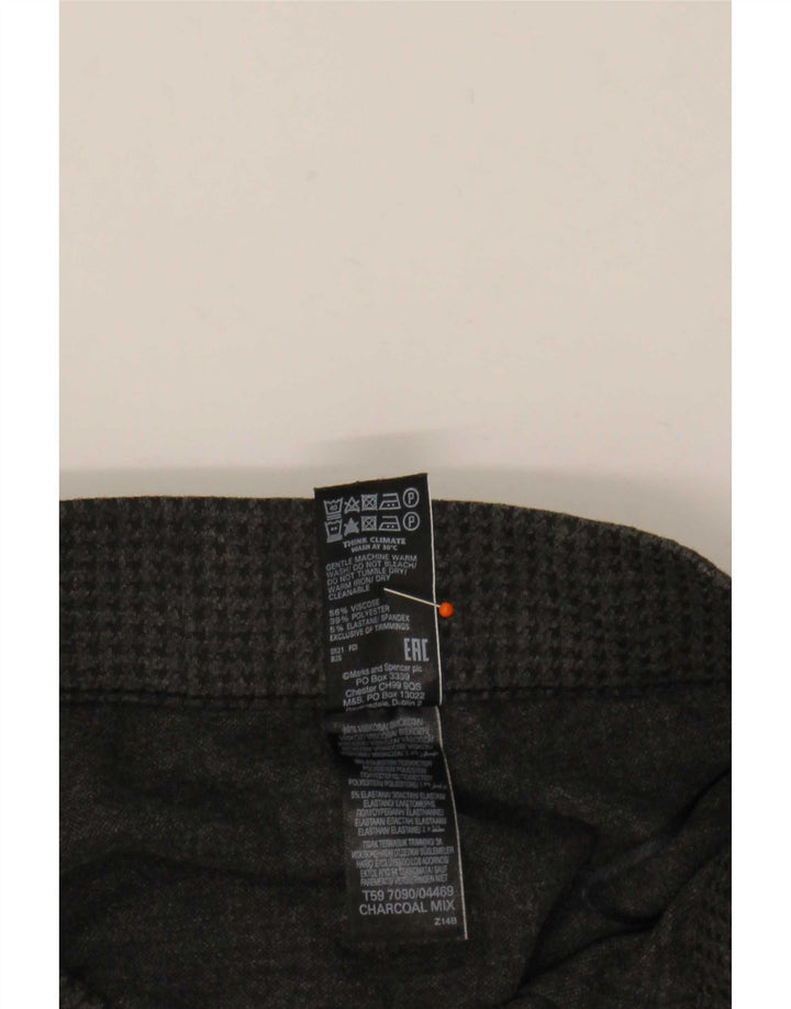 Marks & Spencer Womens Slim Trousers UK 16 Large W32 L27 Grey Houndstooth