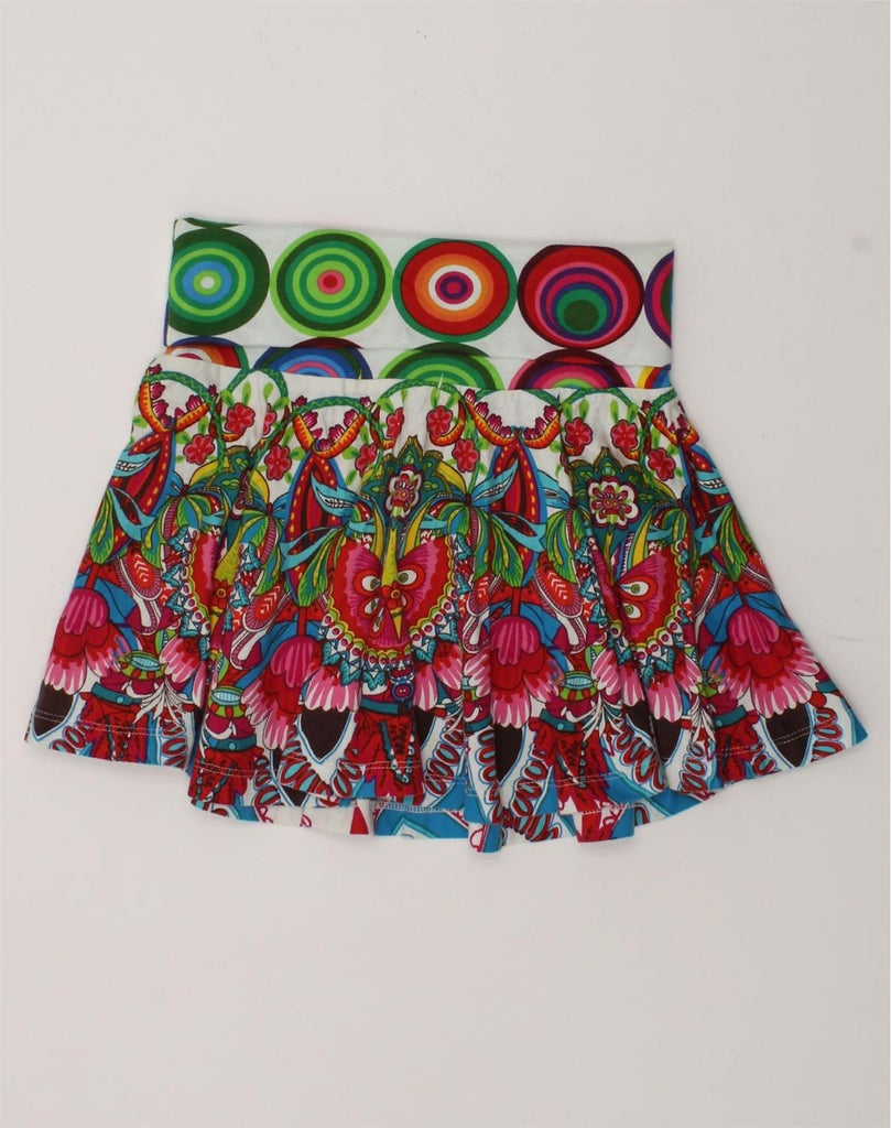 DESIGUAL Girls A-Line Skirt 7-8 Years W22 Multicoloured Floral Cotton | Vintage Desigual | Thrift | Second-Hand Desigual | Used Clothing | Messina Hembry 