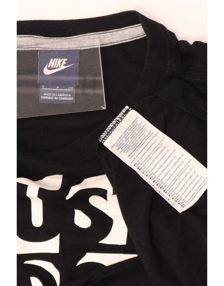 Nike Womens Crop Oversized Graphic T-Shirt Top UK 10 Small Black Polyester