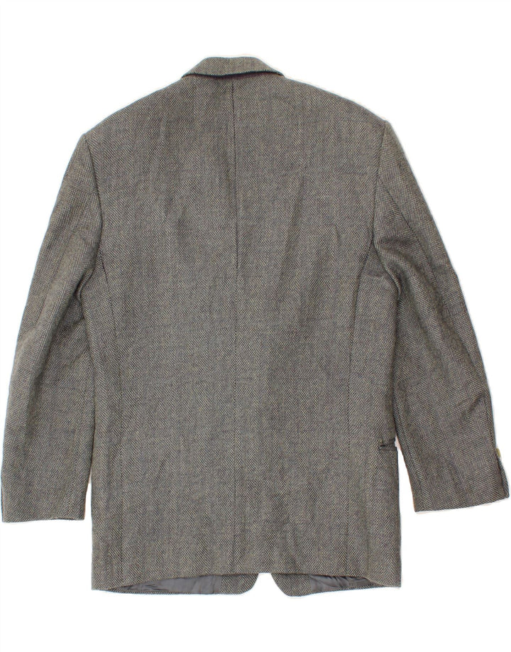 FERRE Mens 2 Button Blazer Jacket UK 38 Medium Grey Herringbone Wool Vintage Ferre and Second-Hand Ferre from Messina Hembry 