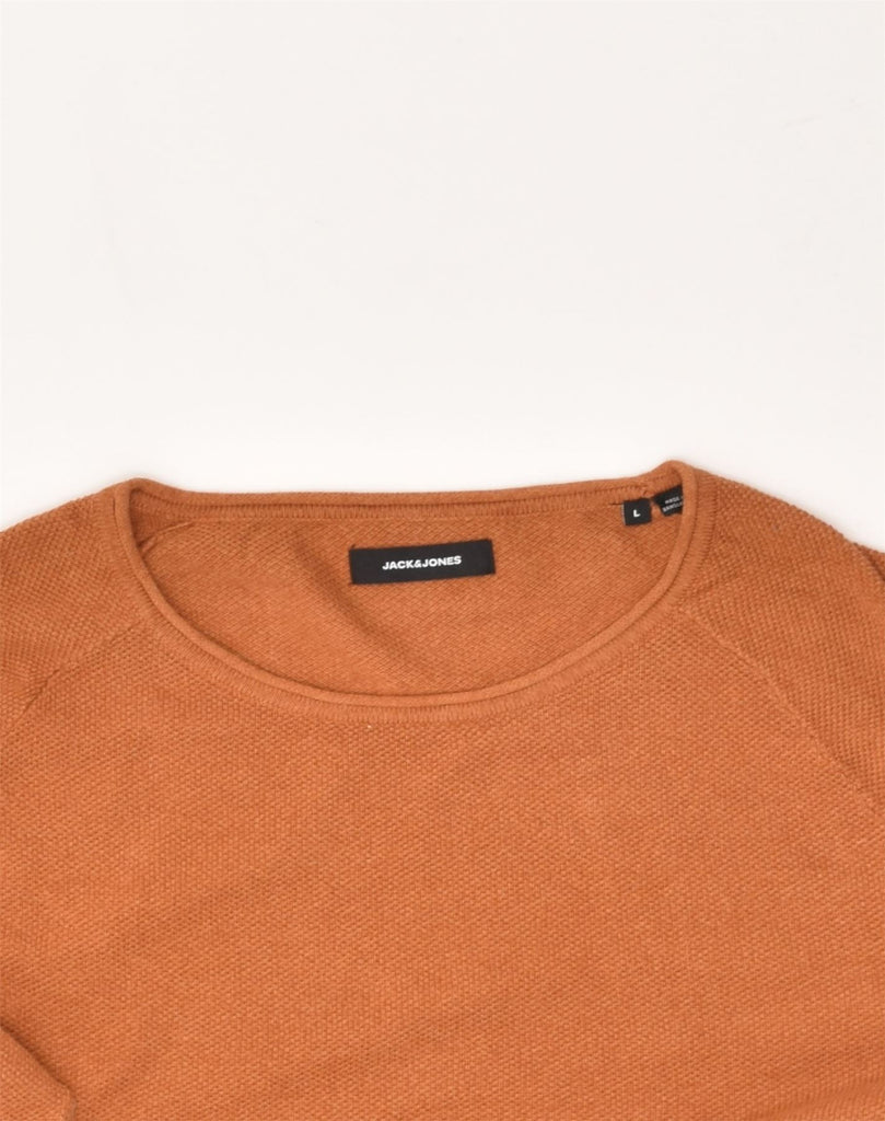 JACK & JONES Womens Crew Neck Jumper Sweater UK 16 Large Orange Cotton | Vintage Jack & Jones | Thrift | Second-Hand Jack & Jones | Used Clothing | Messina Hembry 