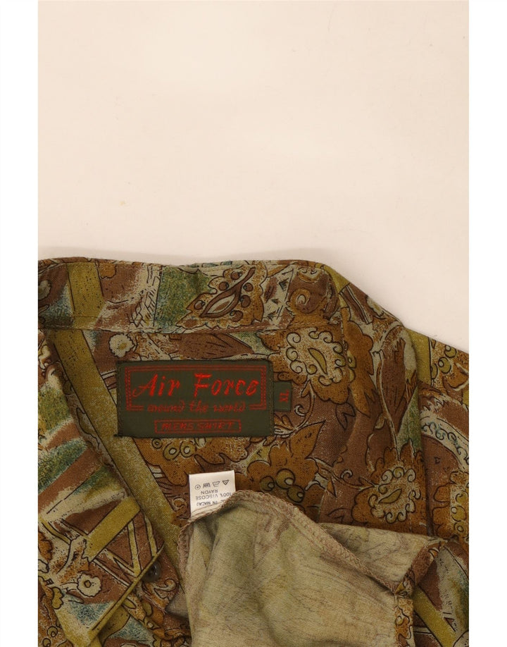 Vintage Mens Shirt XL Green Paisley Viscose