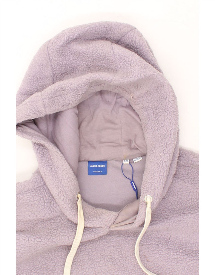 JACK & JONES Mens Hooded Fleece Jumper 2XL Purple Polyester Vintage Jack & Jones and Second-Hand Jack & Jones from Messina Hembry 