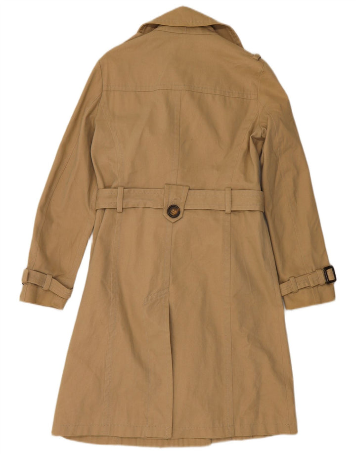 Zara Womens Double Breasted Trench Coat UK 14 Medium Beige Cotton