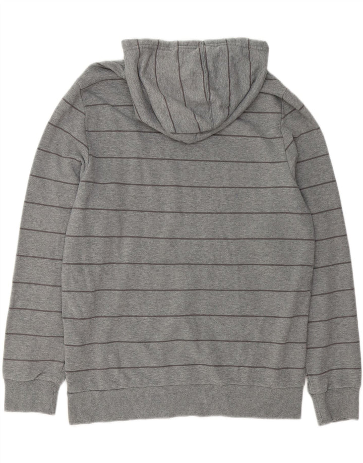 PUMA Mens Hoodie Jumper Large Grey Striped Cotton