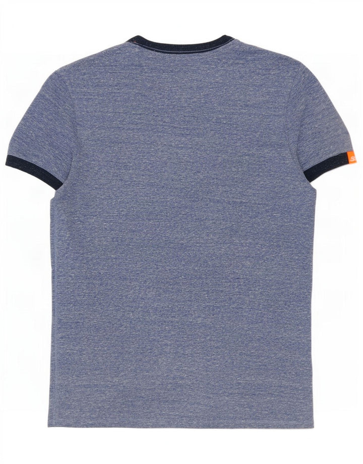 Superdry Mens T-Shirt Top Medium Blue Flecked Cotton