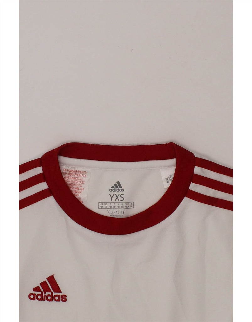 ADIDAS Boys Climalite Graphic T-Shirt Top 7-8 Years XS White Polyester Vintage Adidas and Second-Hand Adidas from Messina Hembry 
