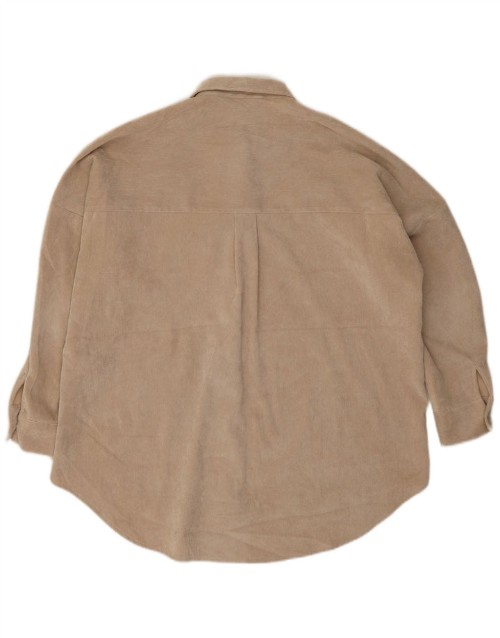 Zara Womens Oversized Corduroy Shirt UK 10 Small Beige Polyester