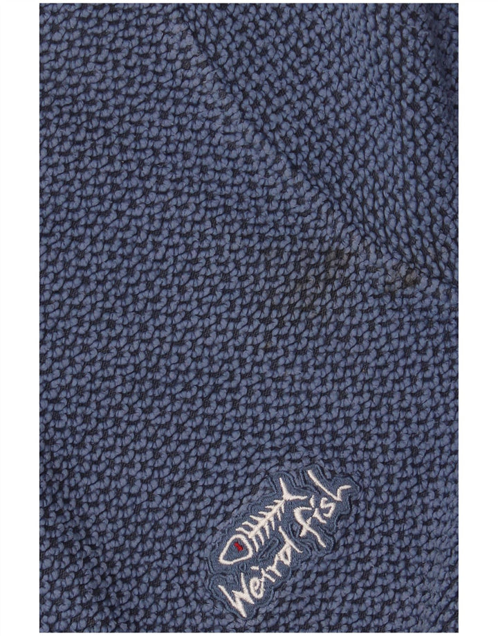 WEIRD FISH Mens Zip Neck Sweatshirt Jumper Small Blue Cotton