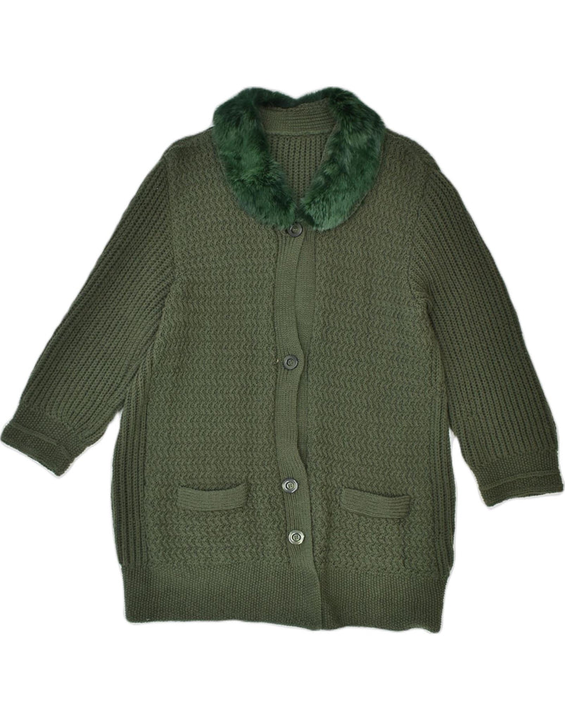 VINTAGE Womens Cardigan Sweater UK 18 XL Green Wool | Vintage | Thrift | Second-Hand | Used Clothing | Messina Hembry 