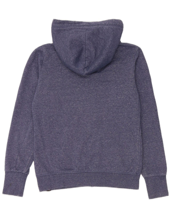 Superdry Womens Zip Hoodie Sweater UK 16 Large Navy Blue Flecked Cotton