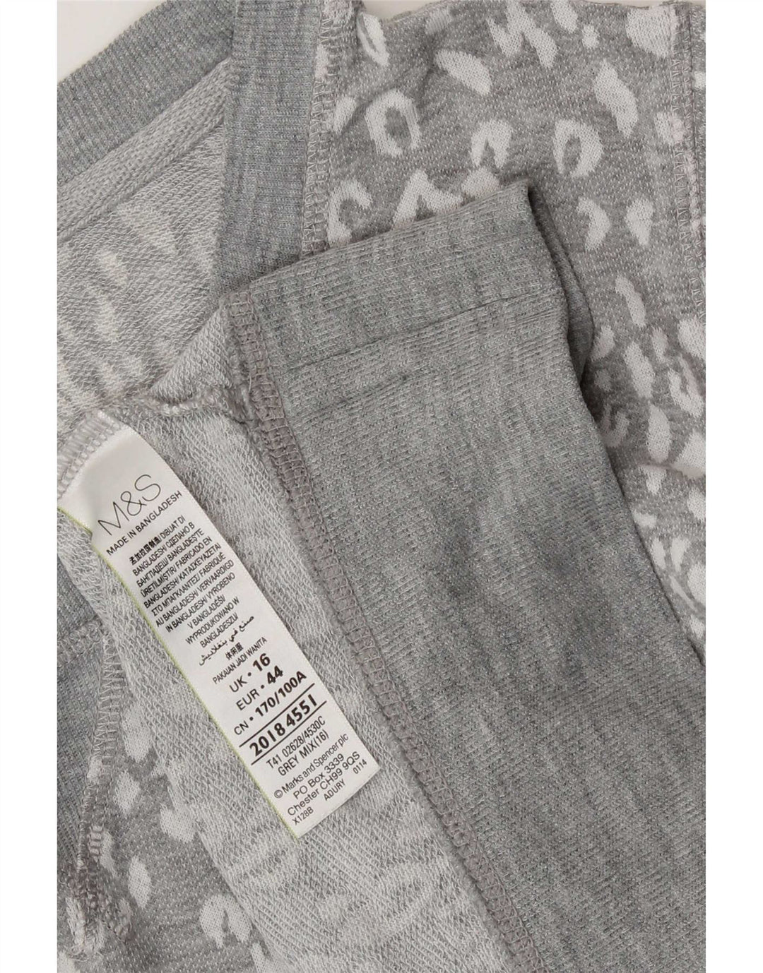 Marks & Spencer Womens Sweatshirt Jumper UK 16 Large Grey Animal Print