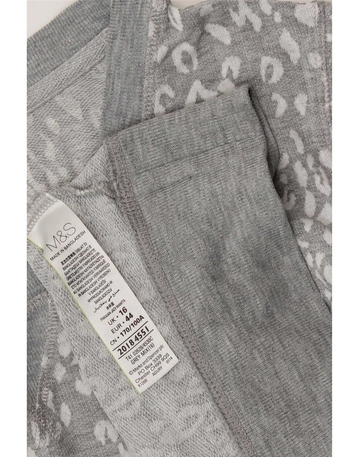 Marks & Spencer Womens Sweatshirt Jumper UK 16 Large Grey Animal Print