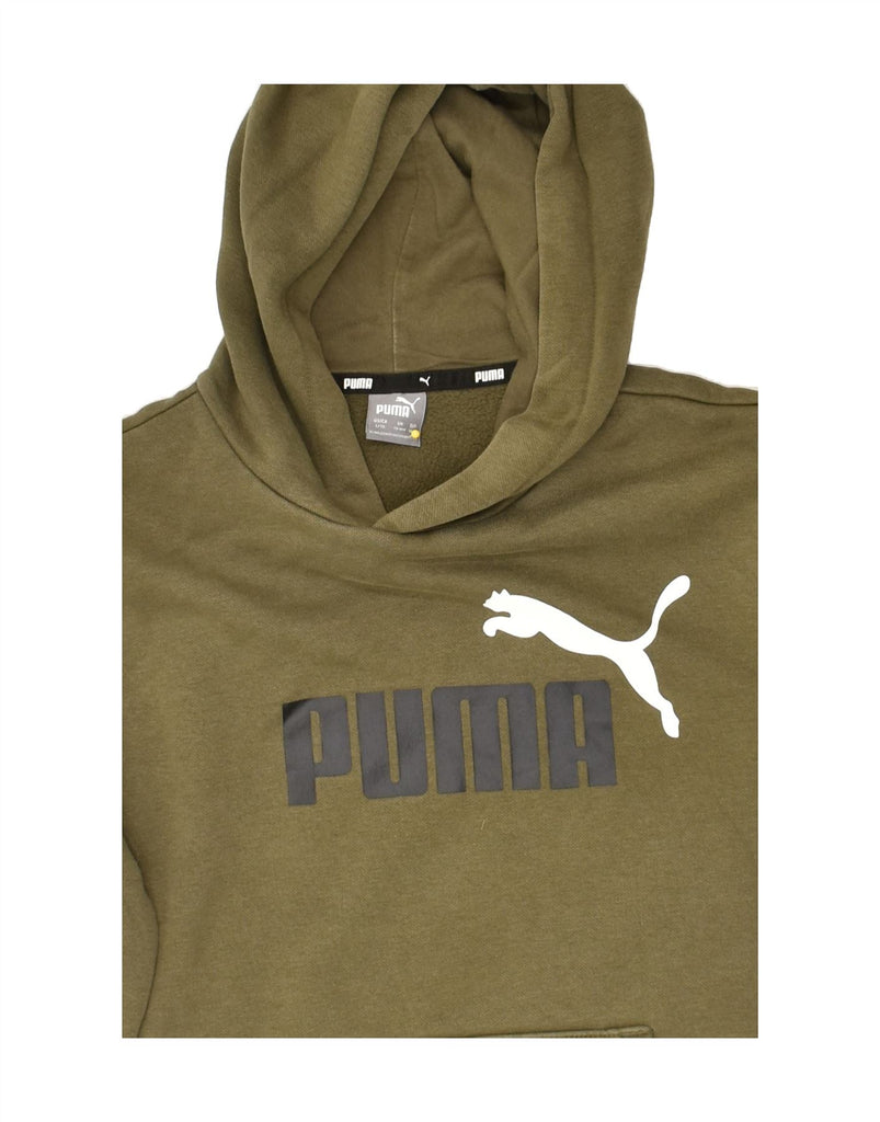 PUMA Boys Graphic Hoodie Jumper 13-14 Years Khaki Cotton | Vintage Puma | Thrift | Second-Hand Puma | Used Clothing | Messina Hembry 