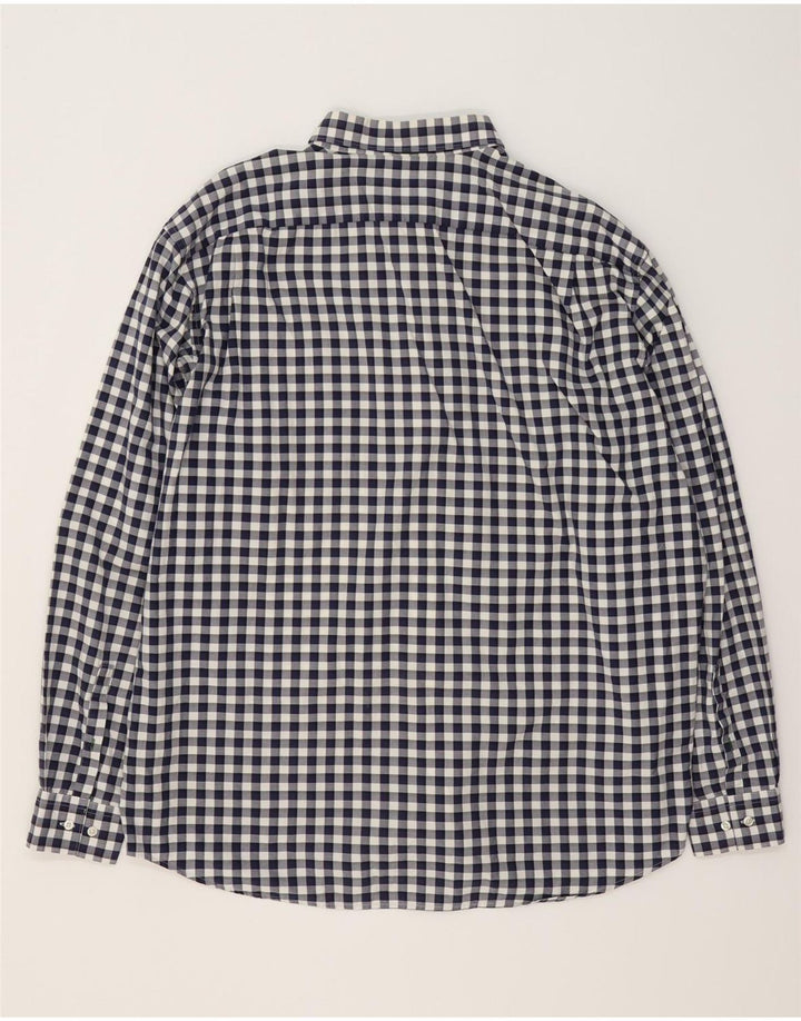 Lacoste Mens Regular Fit Shirt Size 46 2XL Navy Blue Gingham Cotton