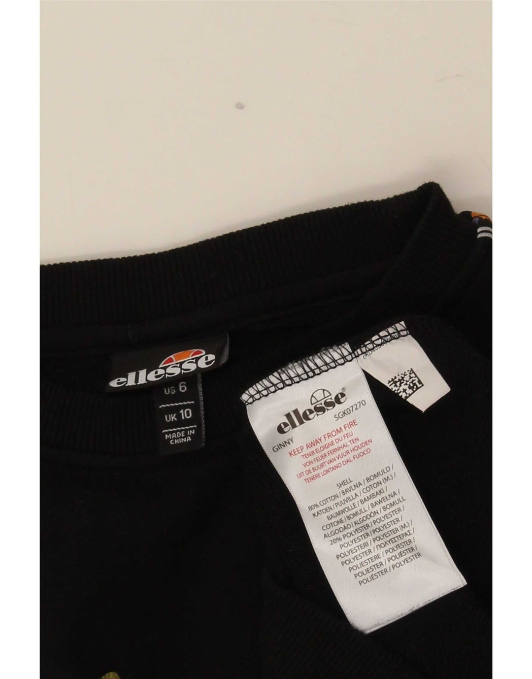 Ellesse Womens Graphic Oversized Sweatshirt Jumper UK 10 Small Black Cotton