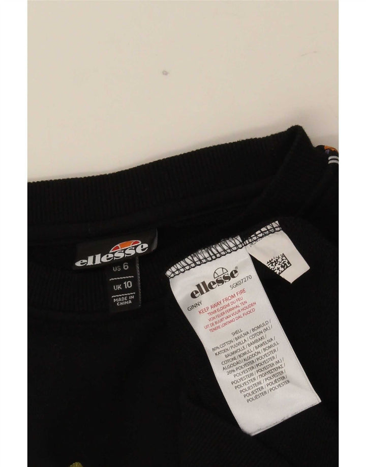 Ellesse Womens Graphic Oversized Sweatshirt Jumper UK 10 Small Black Cotton