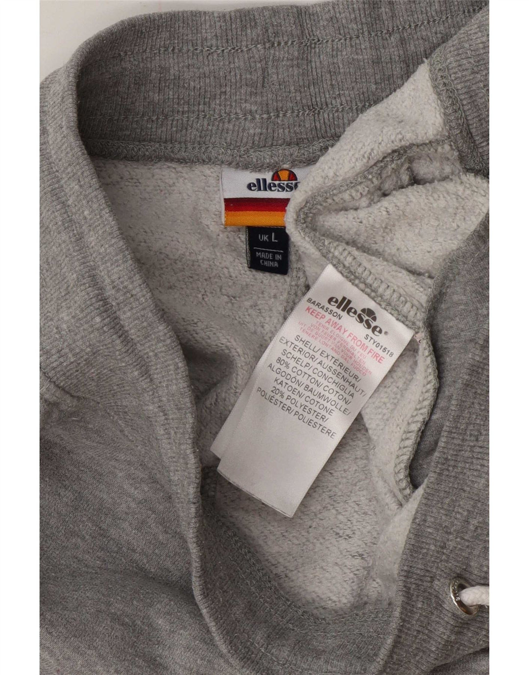 Ellesse Mens Tracksuit Trousers Joggers Large Grey Cotton