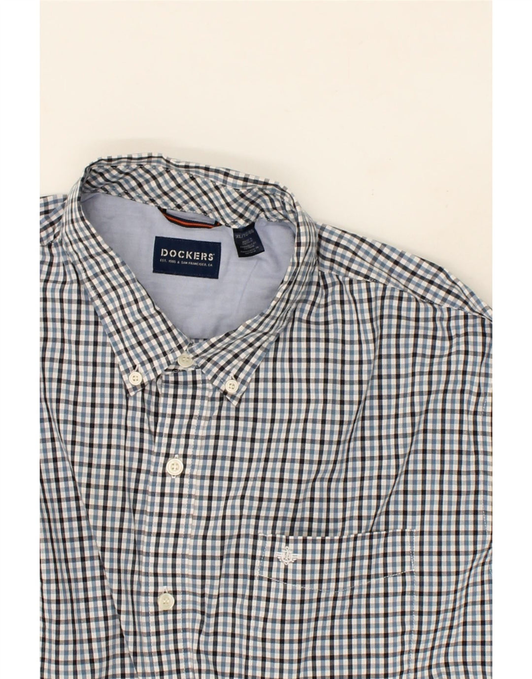 DOCKERS Mens Shirt XL Blue Check Cotton Vintage Dockers and Second-Hand Dockers from Messina Hembry 