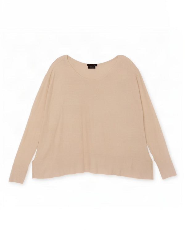 Massimo Dutti Womens Crop V-Neck Jumper Sweater UK 16 Large Off White Silk