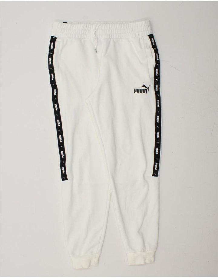 PUMA Mens Graphic Tracksuit Trousers Joggers Large  White Colourblock